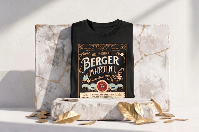 Tee shirt noir Roaring 20s Paris avec un design rétro martini cocktail, 100% coton