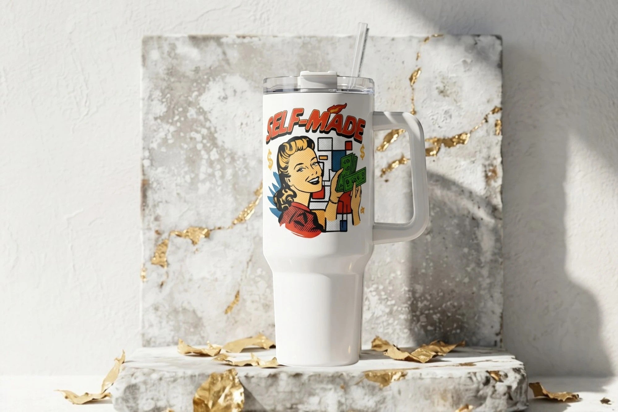 Roaring 20s Paris tumbler isotherme blanc avec illustration rétro 
