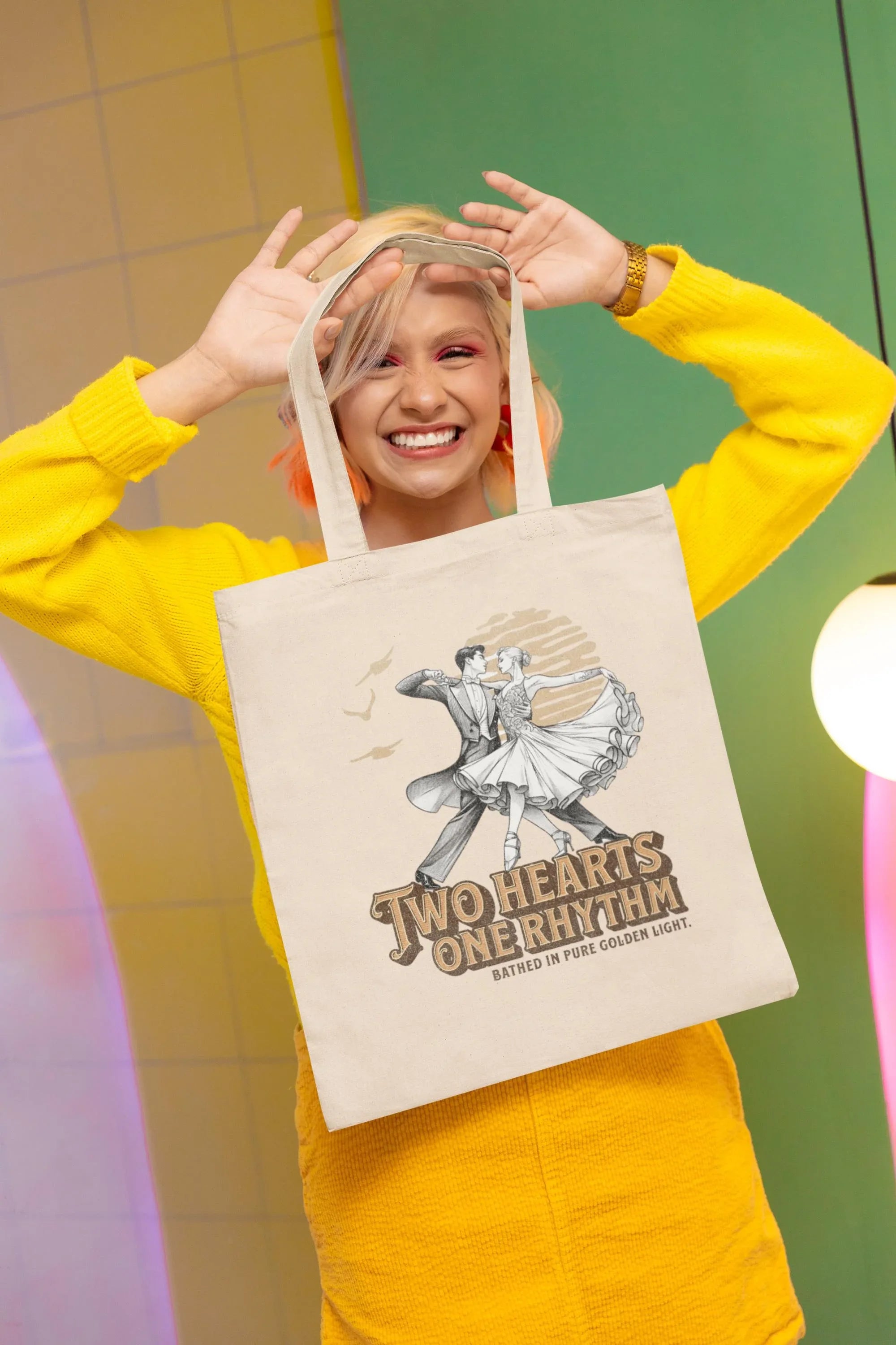 tote bag vintage romantique valse, sac cabas en toile mode 1920 couple - Roaring 20s Paris