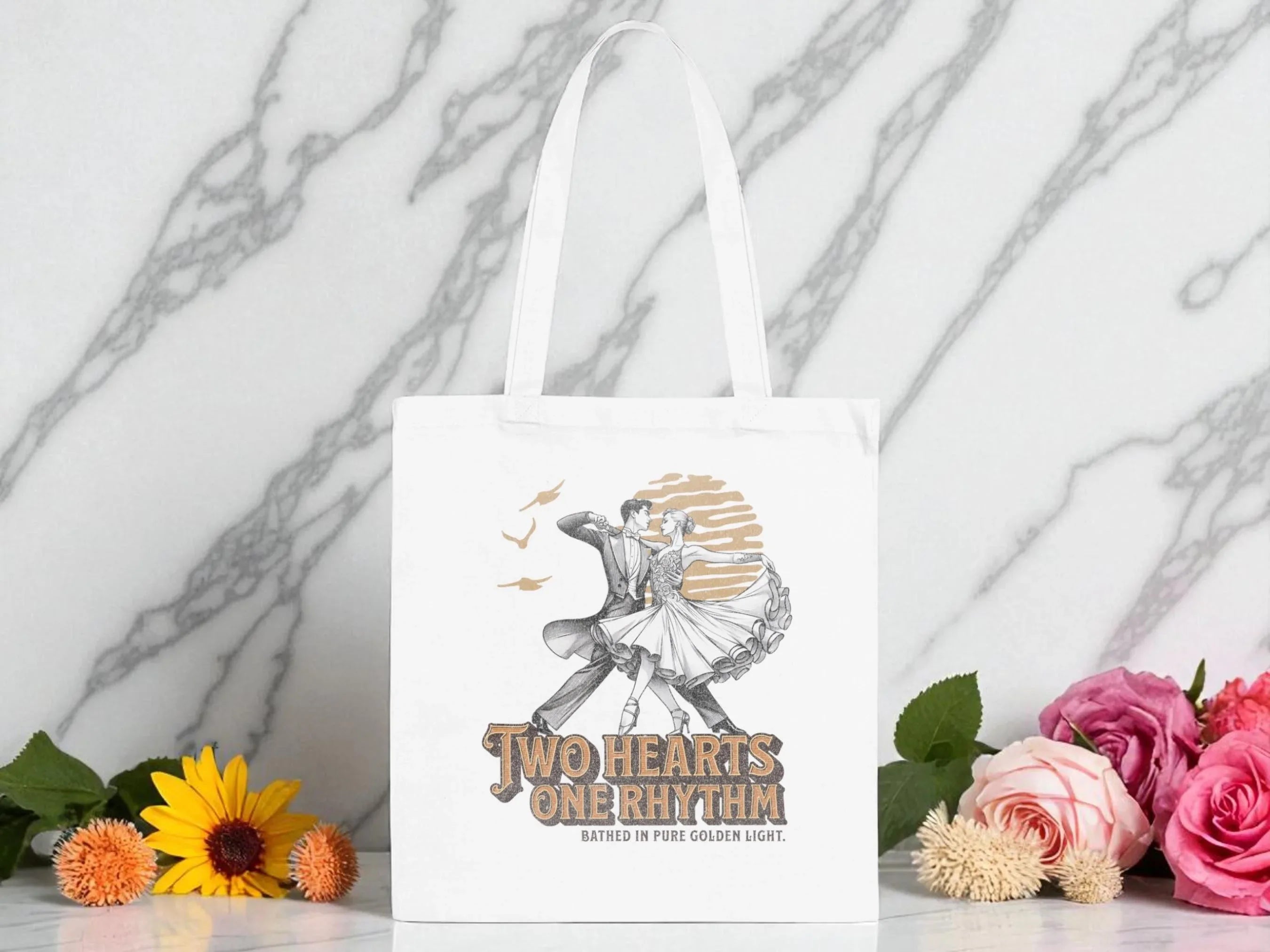 tote bag vintage romantique valse, sac cabas en toile mode 1920 couple - Roaring 20s Paris