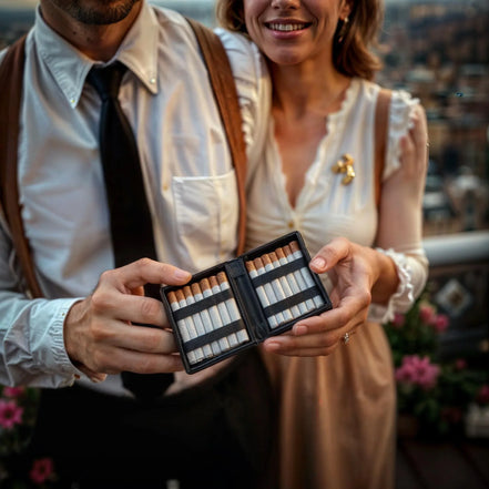 Étui à cigarette cuir marron Thomas Shelby – accessoire vintage chic - Roaring 20s Paris