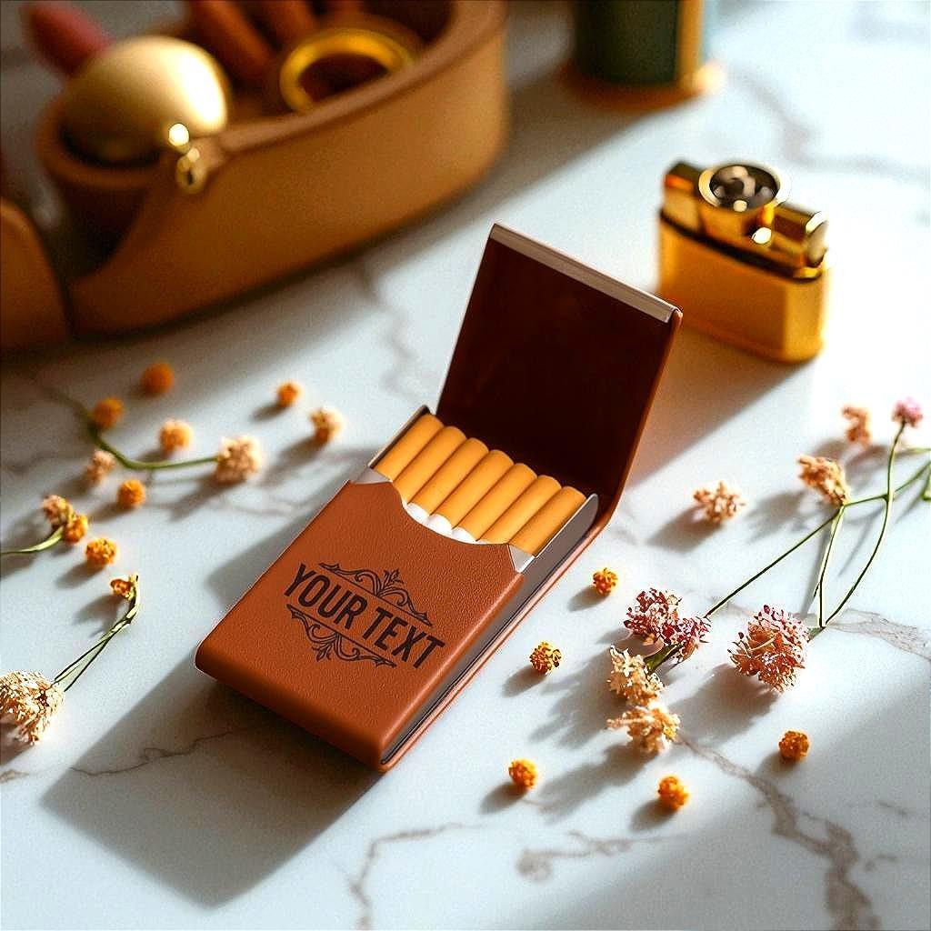 Étui cigarette personnalisé marron FA – modèle poche vintage élégant - Roaring 20s Paris