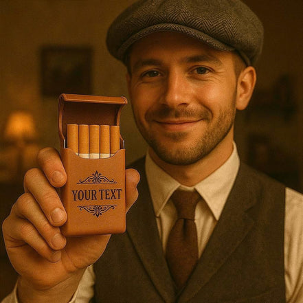 Étui cigarette personnalisé marron FA – modèle poche vintage élégant - Roaring 20s Paris