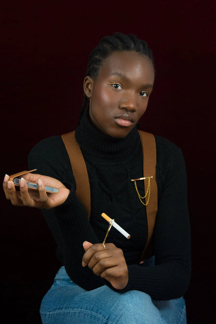 Étui cigarette personnalisé marron FA – modèle poche vintage élégant - Roaring 20s Paris