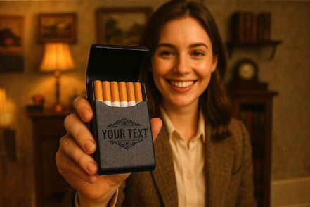 Étui cigarette personnalisé noir EP de poche – nom date style rétro - Roaring 20s Paris