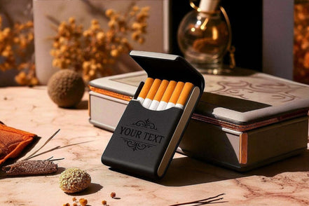 Étui cigarette personnalisé noir EP de poche – nom date style rétro - Roaring 20s Paris